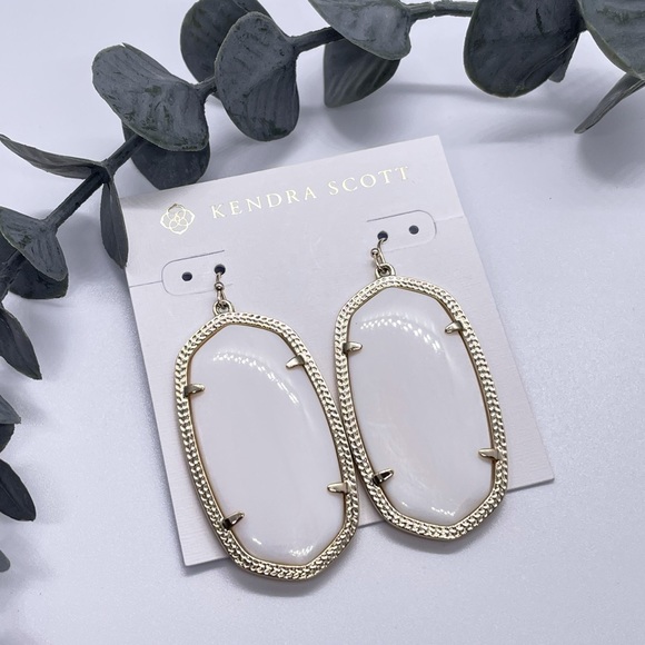 Kendra Scott Jewelry - Kendra Scott Danielle Gold Statement Earrings In Ivory Mother-Of-Pearl